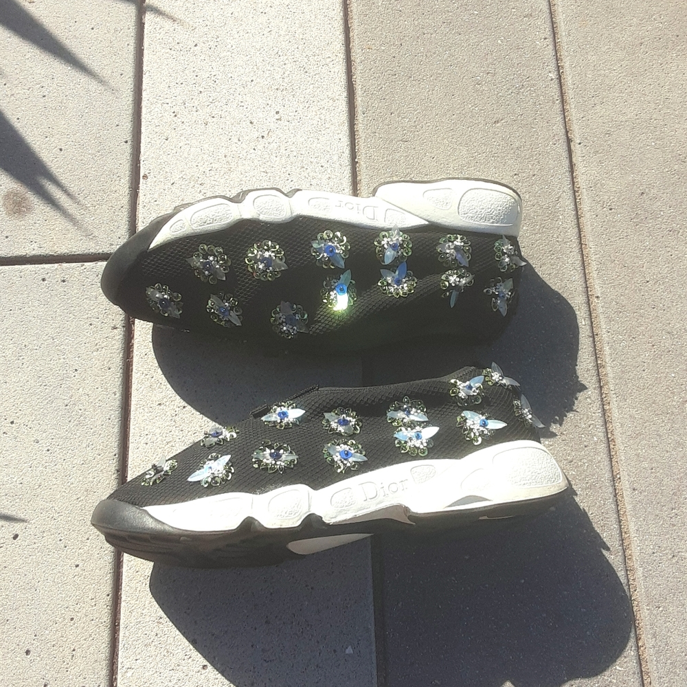 Dior floral fusion embellished mesh sneakers